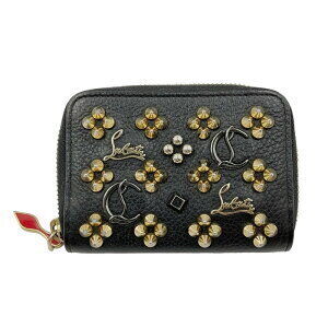 Christian Louboutin Panettone Coin Wallet Studs Leather Black